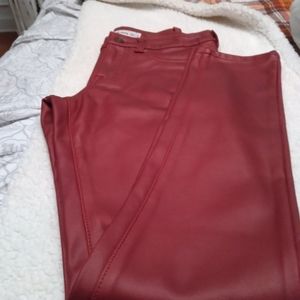 Cielo dark red vegan leather  pants. Size 5 (27) great for a party or night out.